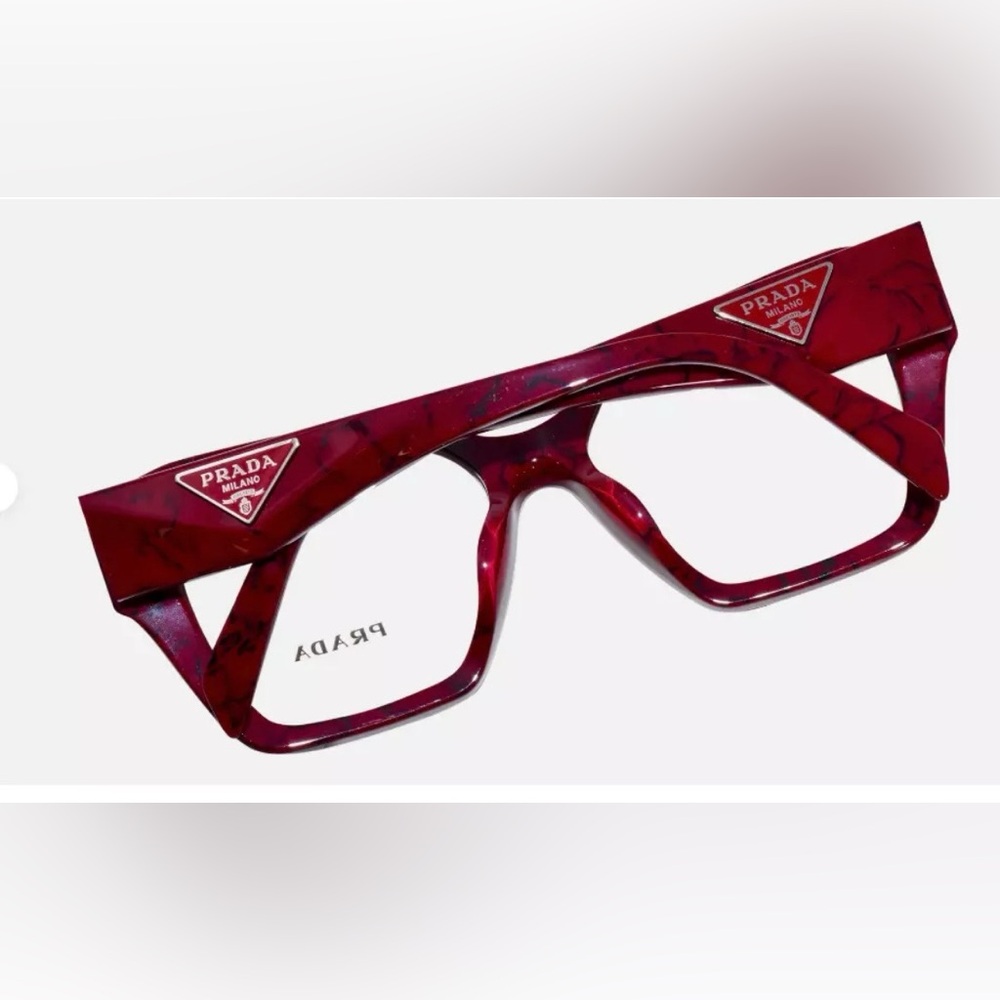 Prada PR09ZV 15D1O1 Eyeglasses Etruscan Marble Red Cat Eye Women